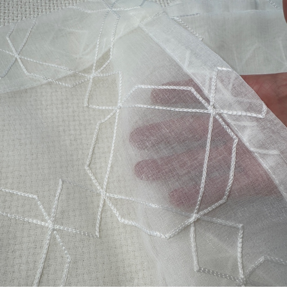 Pair Panels Sheer Ivory Panels Curtains Crewel Embroidery 84” L Sonoma Kohl’s - Picture 7 of 11